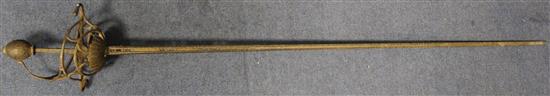An English 17th century basket hilt rapier, overall 47in.